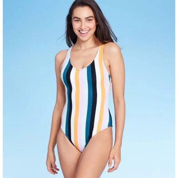 Kona Sol One Piece Swimsuit Size Small Womens Vertical Striped 238018914 - Picture 2 of 8